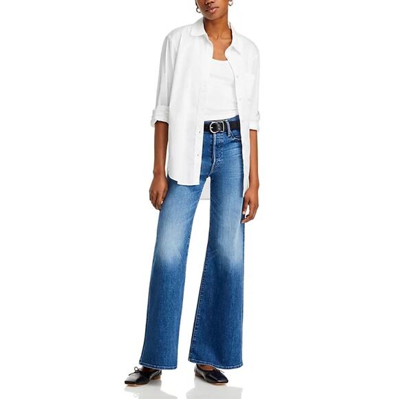 Mother The Tomcat Roller Sneak High Rise Wide Leg Jeans Sixth Sense Size 28 NWT - Picture 1 of 13